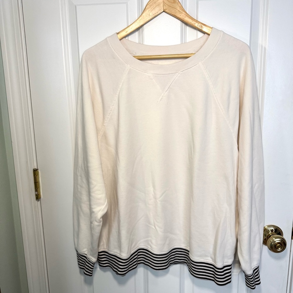 Lou and Grey Black and White/Cream Striped Sweater Sweatshirt Size Large